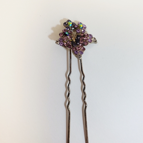 Purple Crystal Hair Pin - Crystal Hair Jewellery - Picture 1 of 8